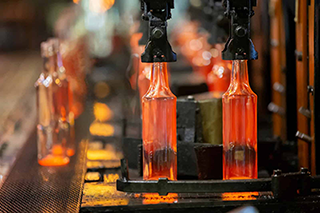 Glass being made with machinery