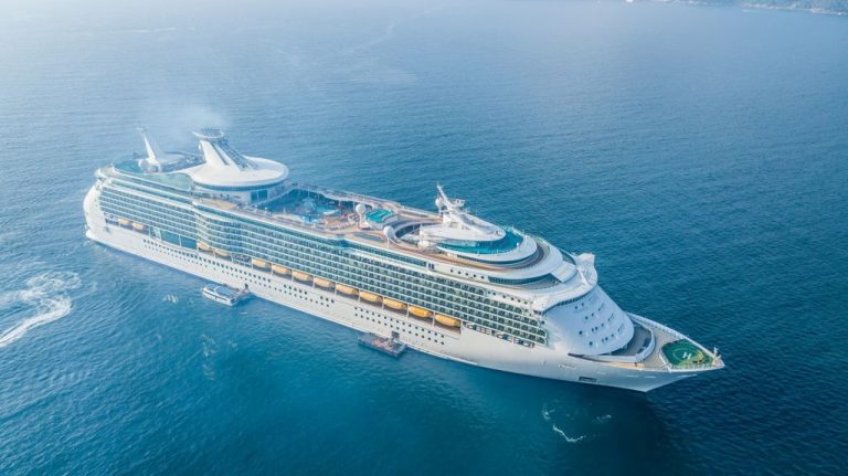 Large cruise ship in the ocean