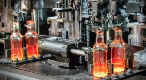 machine making glass bottles